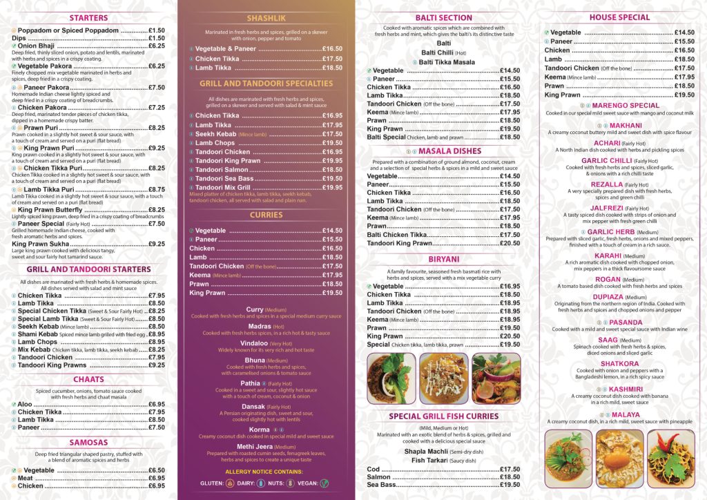 Noya Shapla Takeaway Menu page 1