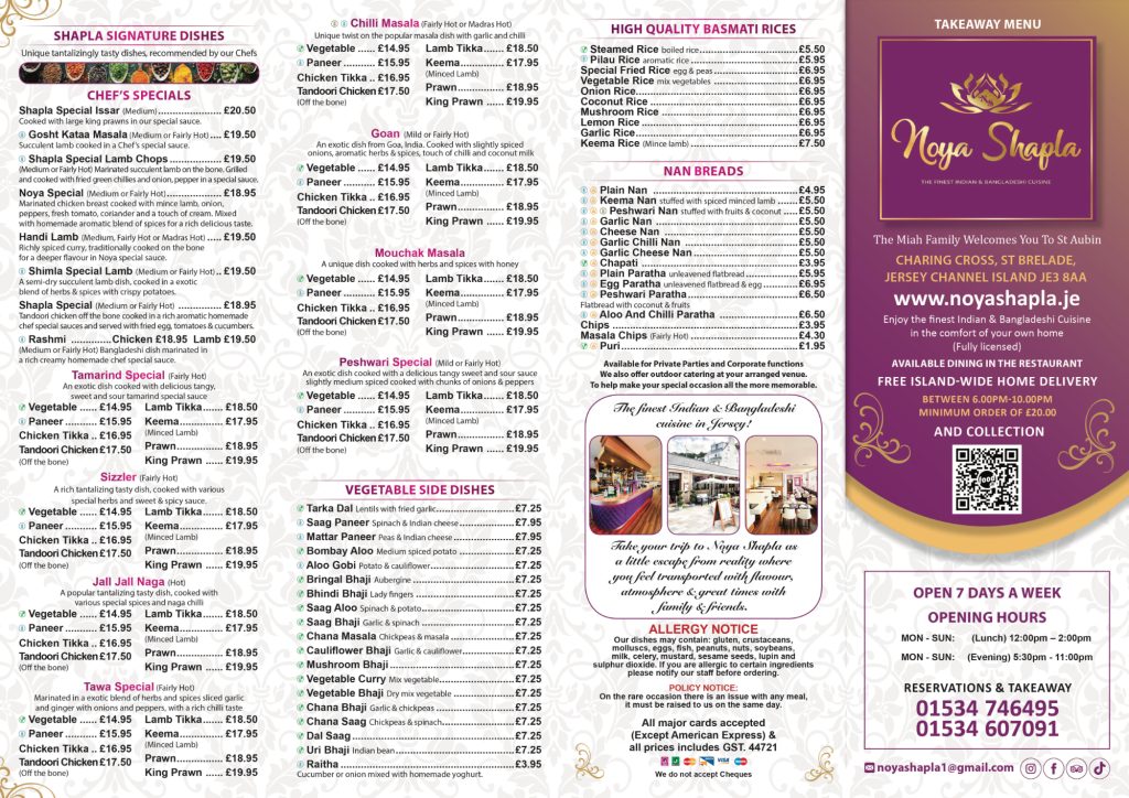 Noya Shapla Takeaway Menu page 2