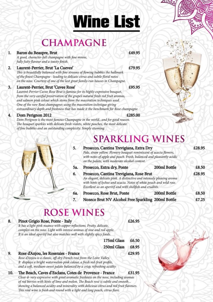 Noya Shapla Wine List - page 1